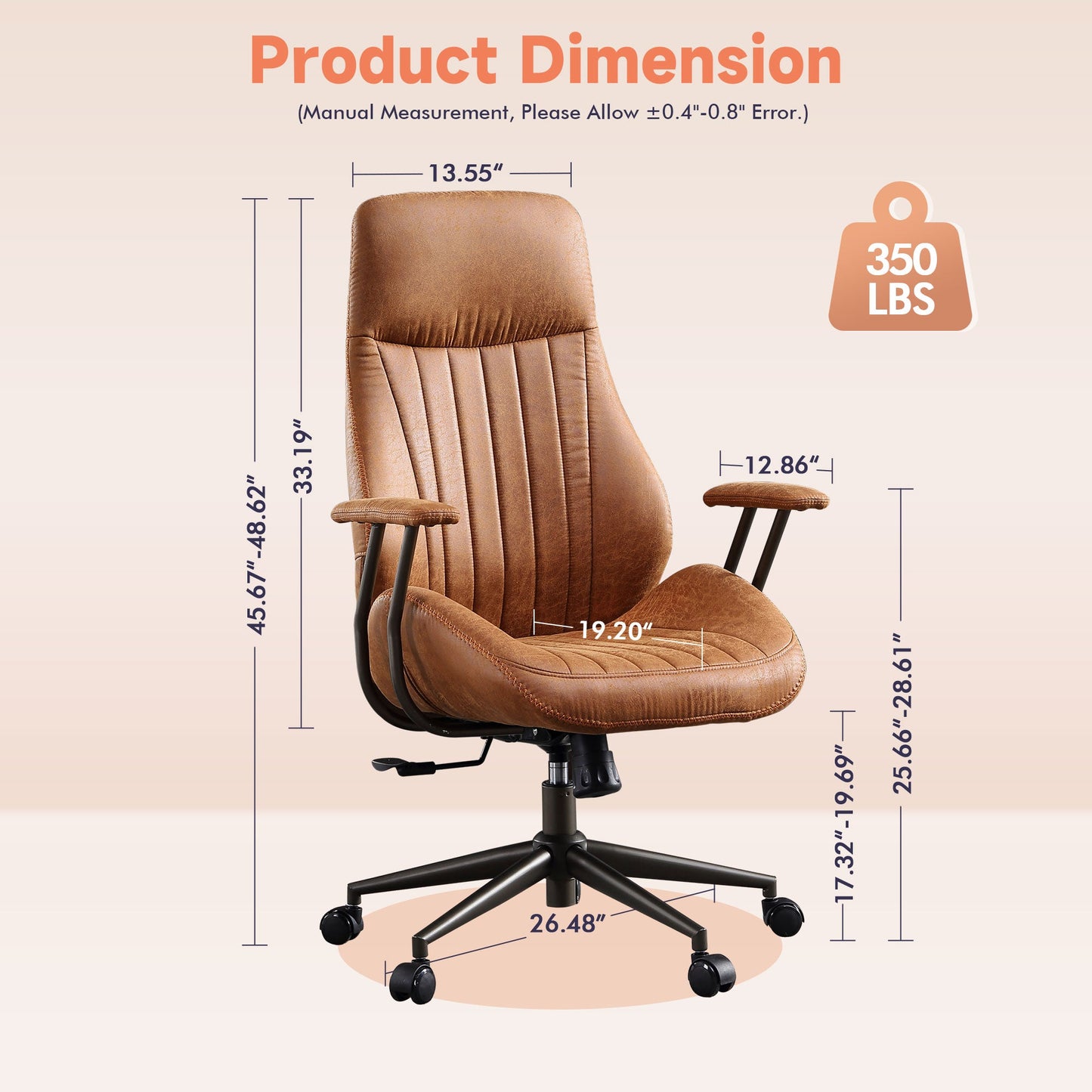 COCABAY Ergonomic Office Chair, High Back Adjustable Desk Chair, Long Sitting Comfortable Gaming Chair for Executive or Home Office (Brown-Black)