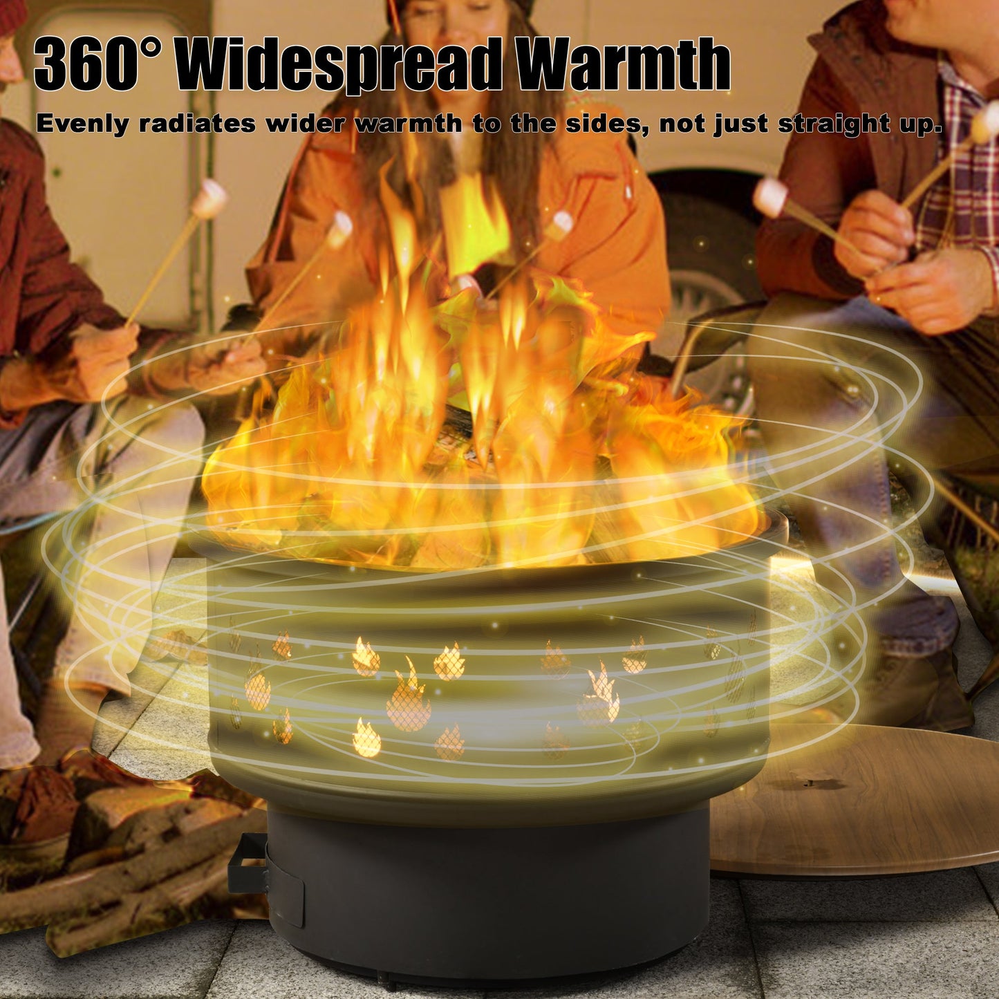 COCABAY 25.39'' Outdoor Wood Burning Fire Pit with Drawer and Fire Poker for Emptying Ashes,Suitable for Backyard Garden Picnic Campfire Camping