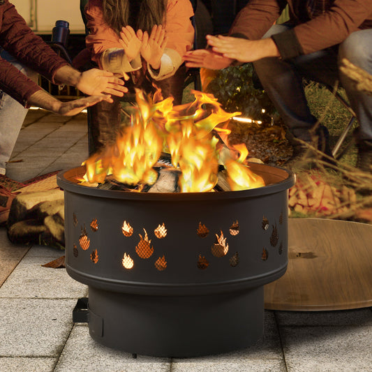 COCABAY 25.39'' Outdoor Wood Burning Fire Pit with Drawer and Fire Poker for Emptying Ashes，Suitable for Backyard Garden Picnic Campfire Camping