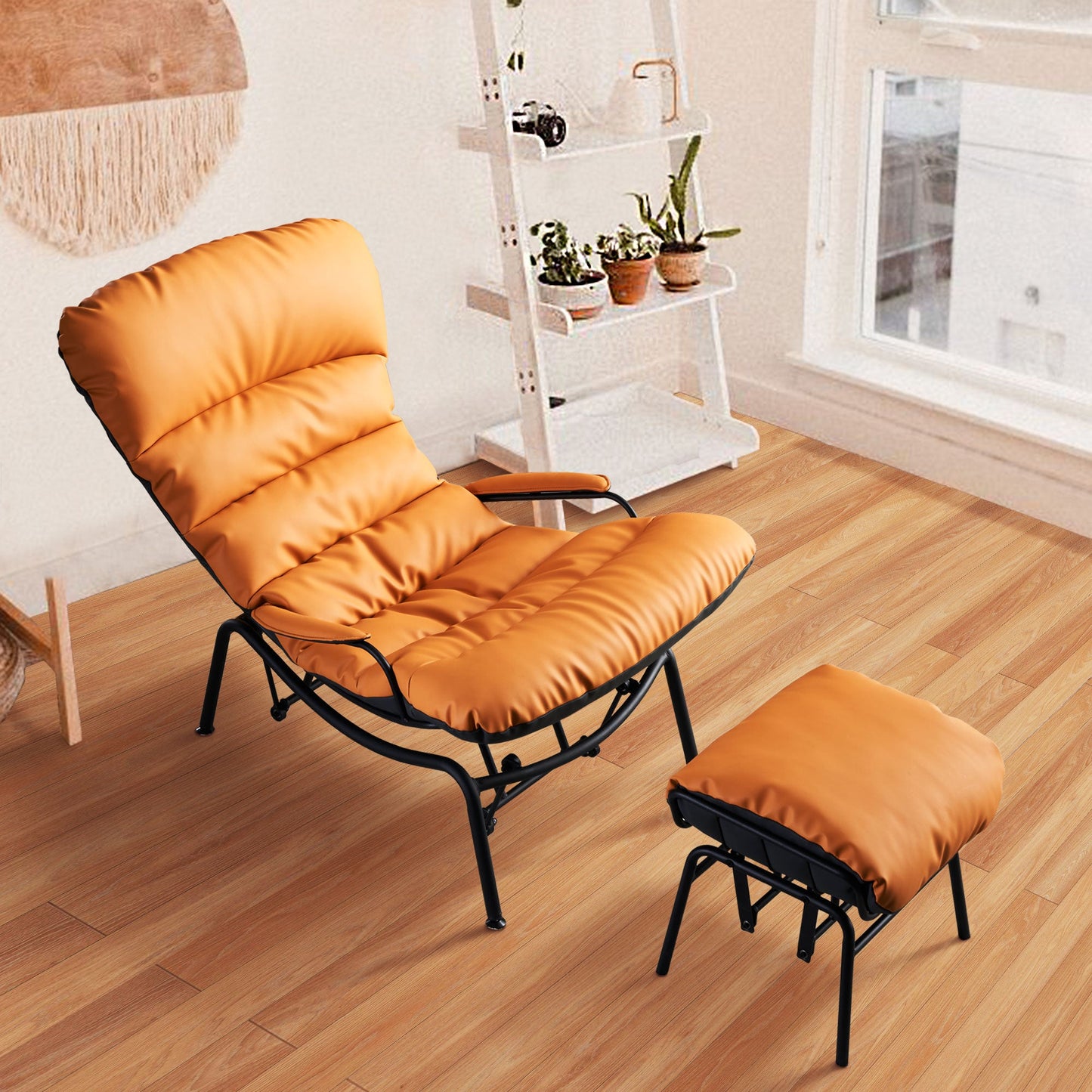 COCABAY Living Room Recliner Chair with Ottoman,Mid Century Modern Rocking Chair,Chaise Lounge Chairs for Home Office Study,Armchair for Small Spaces