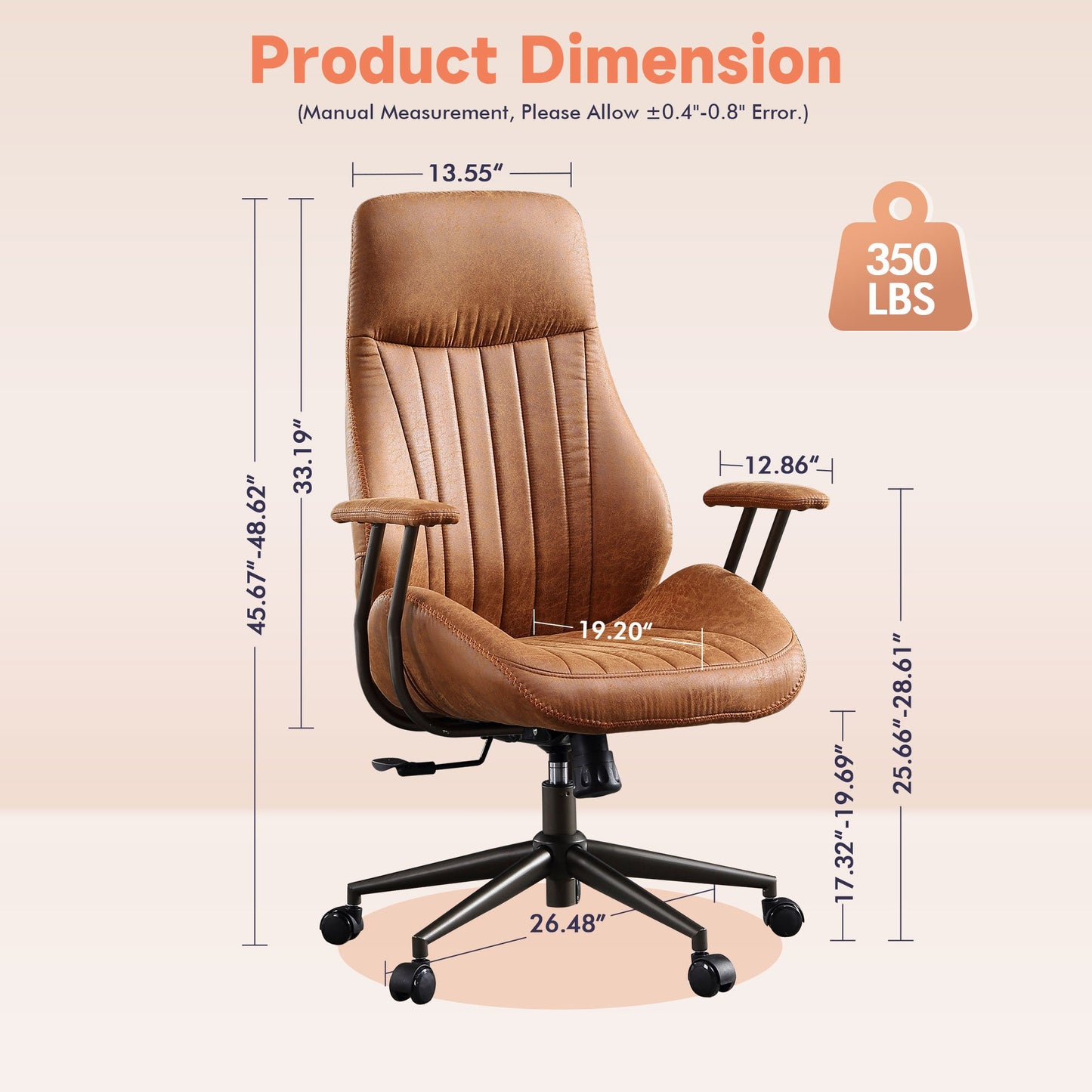 COCABAY Ergonomic Office Chair, High Back Adjustable Desk Chair, Long Sitting Comfortable Gaming Chair for Executive or Home Office (Brown-Black）