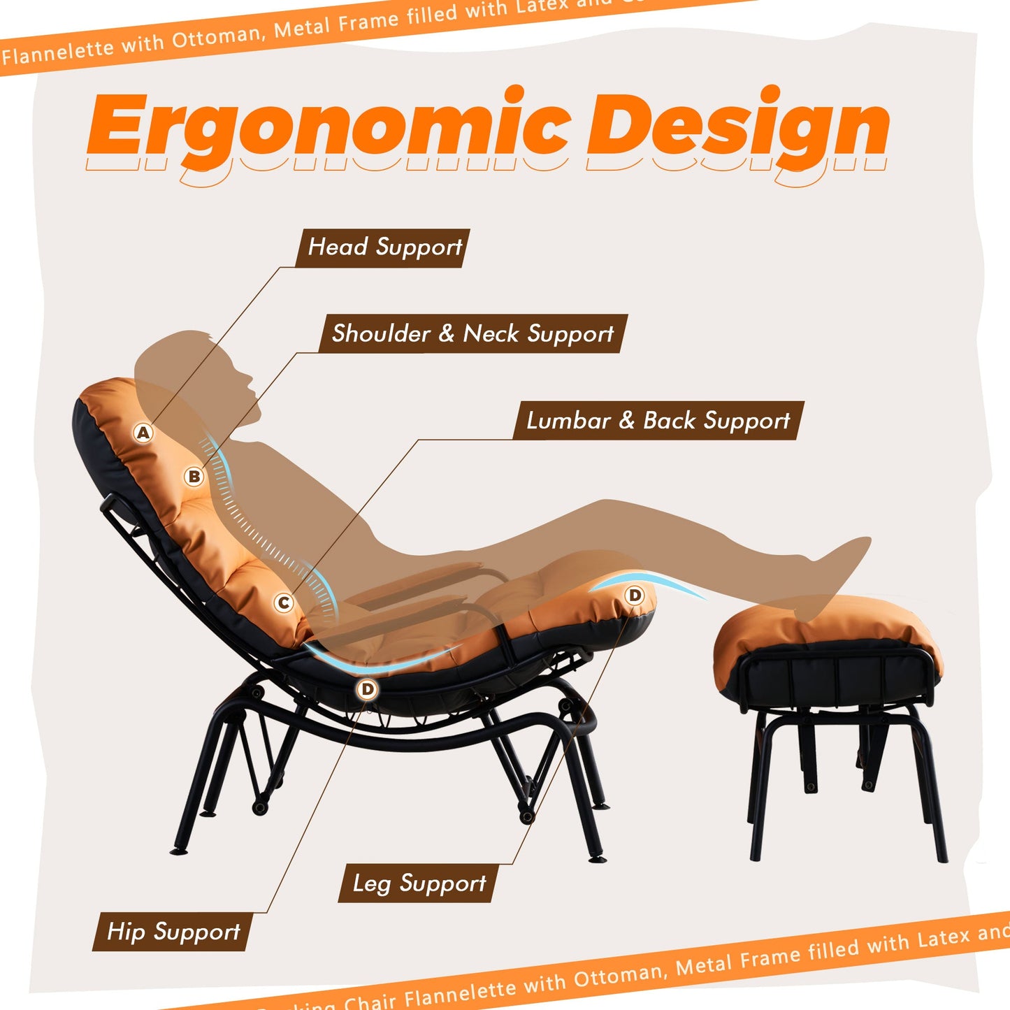 COCABAY Living Room Recliner Chair with Ottoman,Mid Century Modern Rocking Chair,Chaise Lounge Chairs for Home Office Study,Armchair for Small Spaces