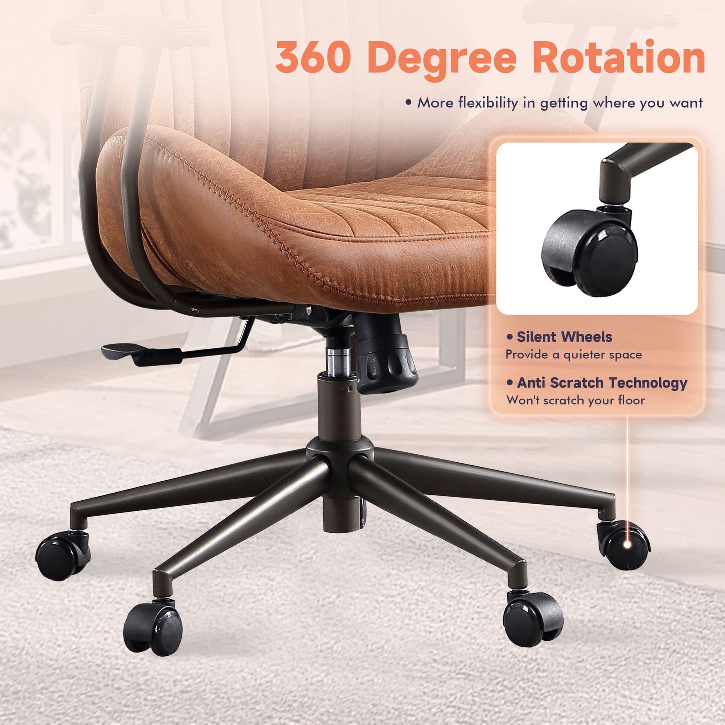 COCABAY Ergonomic Office Chair, High Back Adjustable Desk Chair, Long Sitting Comfortable Gaming Chair for Executive or Home Office (Brown-Black）