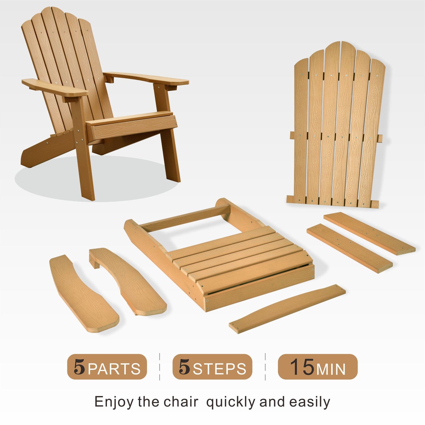 COCABAY Adirondack Chairs of 2 Classic Weather Resistant Patio Chair Outdoor Adirondack Chair for Deck Garden and Backyard