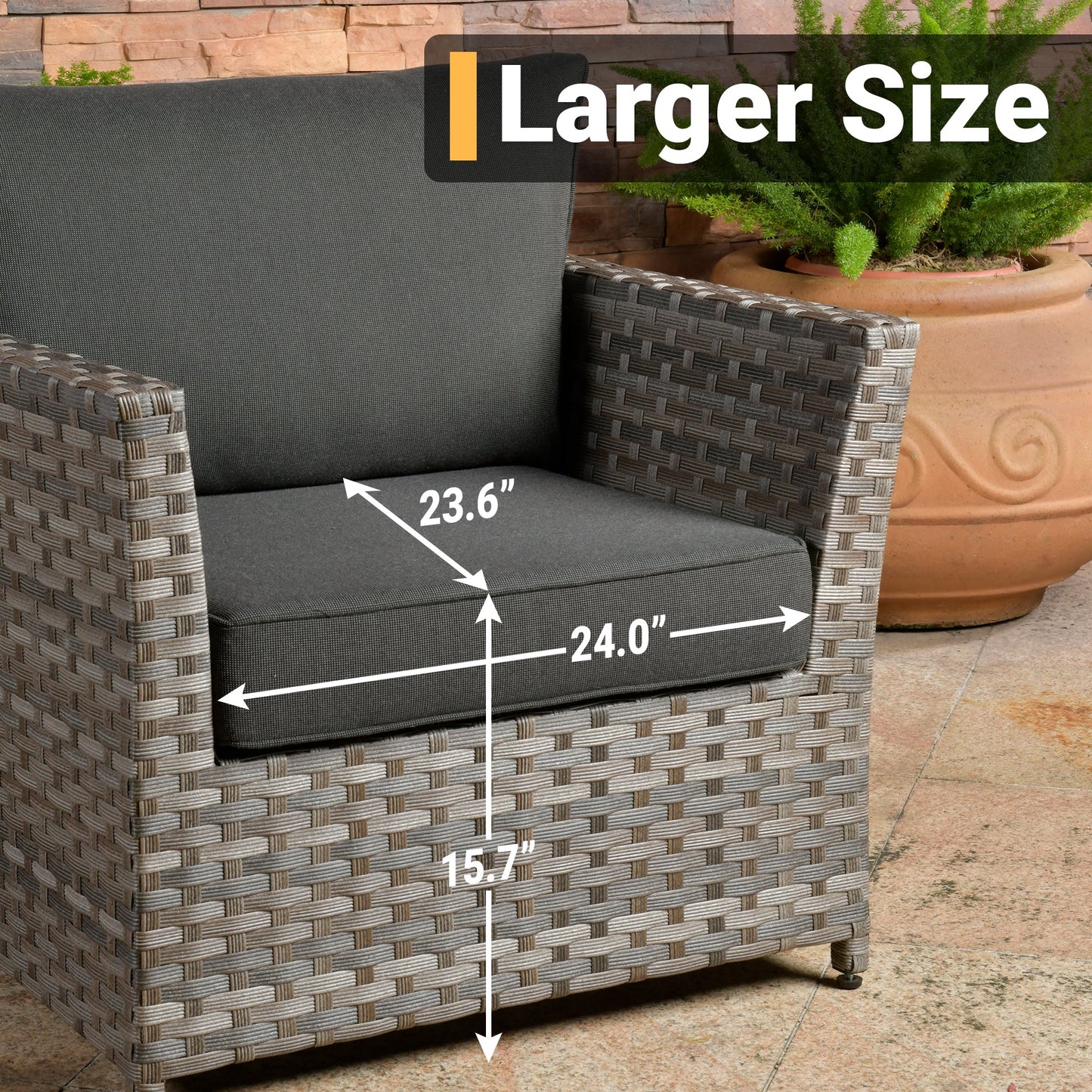 COCABAY Outdoor Patio Furniture 4-Piece Garden Furniture Set Clearance Sale, Fully Handwoven Wicker Chairs Soft Touch Patio Sofa with Ottomans, All-Weather Outdoor Furniture Set(Black)